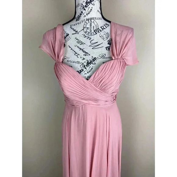 Dessy Collection Off-The-Shoulder Chiffon Gown - Picture 3 of 4